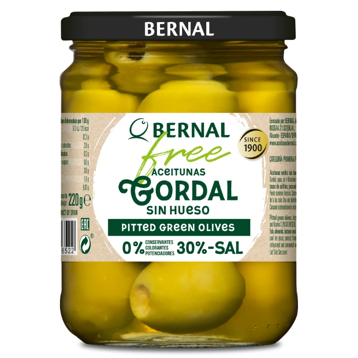 [AC013-F] Aceitunas Gordal sin Hueso, Bernal Free, 445ml