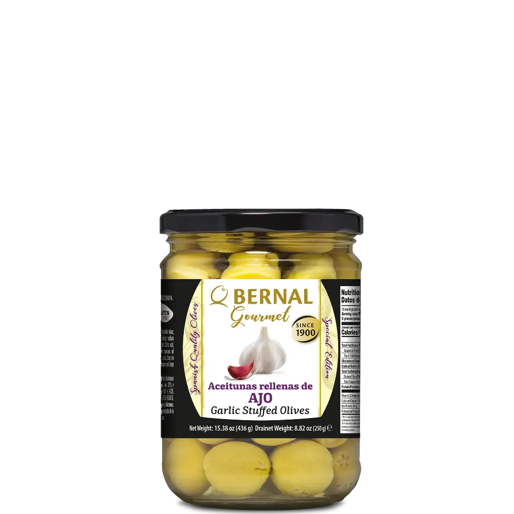 Aceitunas Rellenas de Ajo, Bernal Gourmet, 445ml