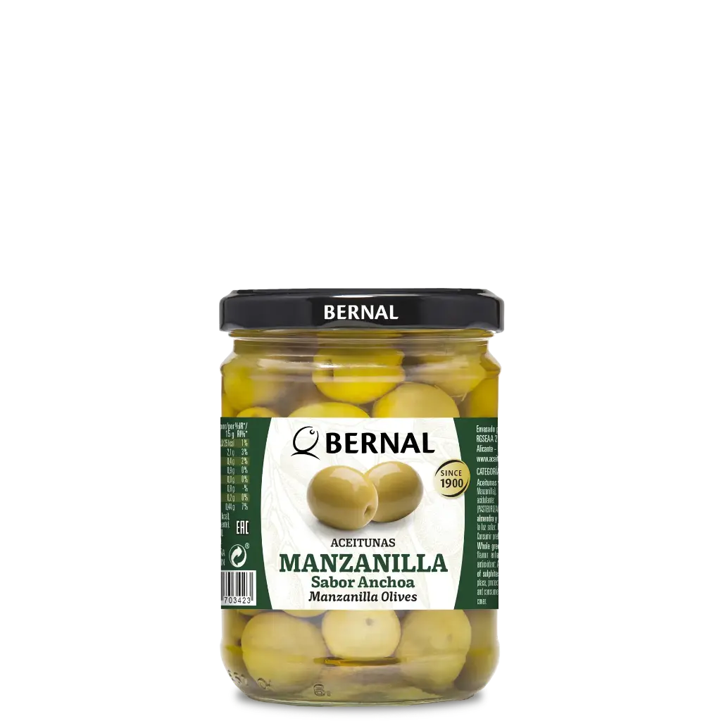 Aceitunas Manzanilla con Hueso, Bernal Original, 445ml