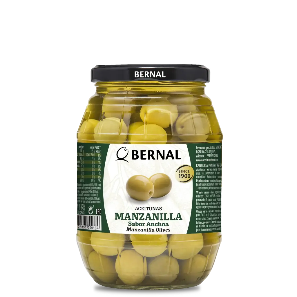 Whole Manzanilla Olives, Bernal Original, 997ml