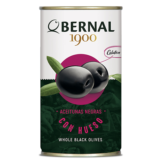 Aceitunas negras con hueso, lata 370 ml
