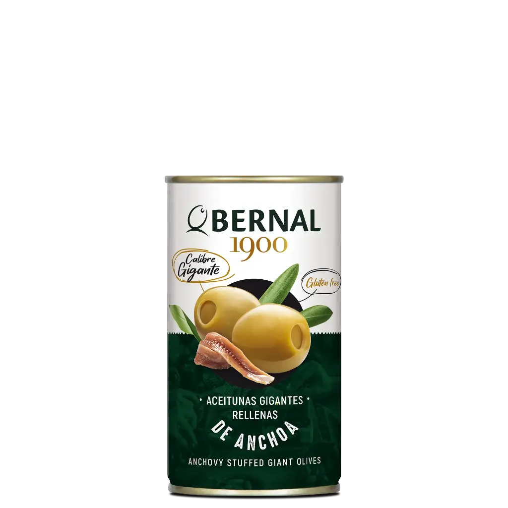 Aceitunas Gigantes Rellenas de Anchoa, Bernal Original, 370ml