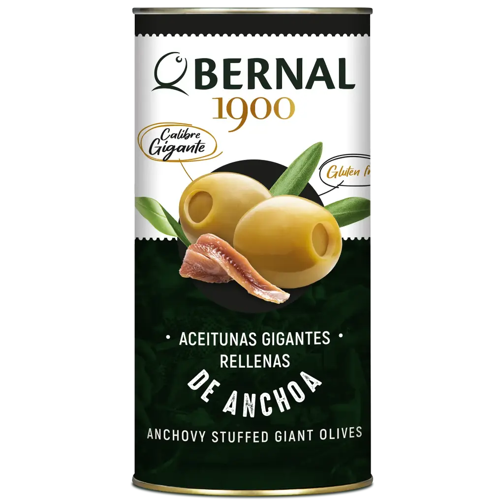 Aceitunas Gigantes Rellenas de Anchoa, Bernal Original, 1480ml