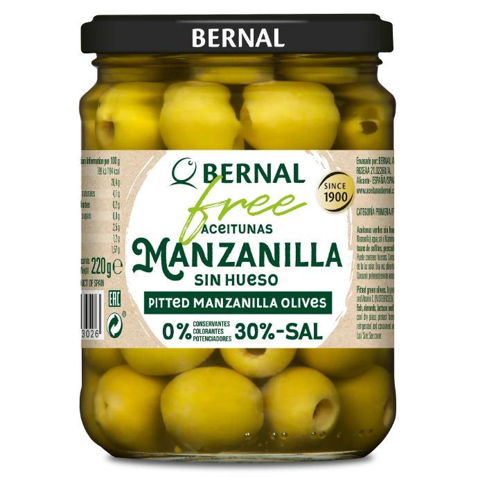 [AC001-F] Aceitunas Manzanilla, Bernal Free, 445ml
