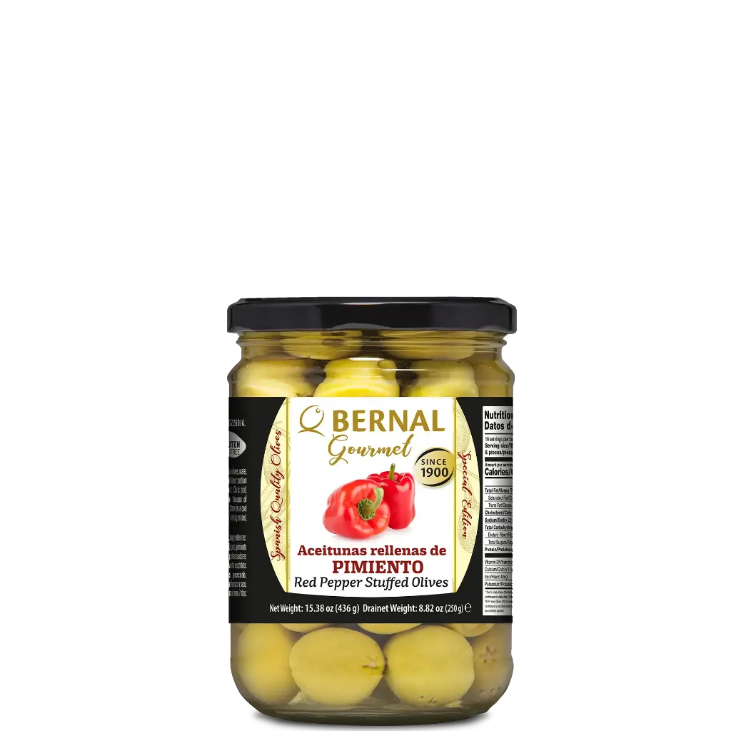 Red Pepper Stuffed Olives, Bernal Gourmet, 445ml 