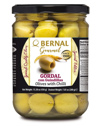 [EC024-3] BERNAL GOURMET (C) - Aceitunas gordal con guindillas, 445ml