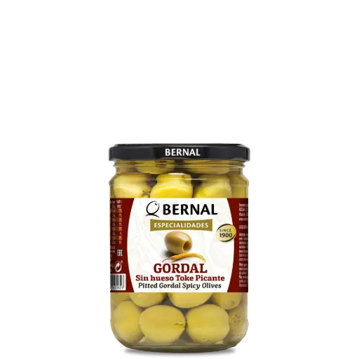 [AC013-3PC] Aceitunas Gordal sin Hueso Toke Picante, Bernal Original, 445ml