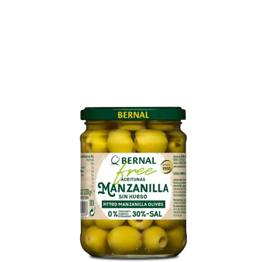 [AC003-F] Aceitunas Manzanilla sin Hueso, Bernal Free, 445ml