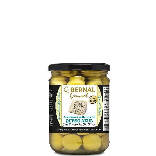 [AC023-3] Aceitunas Rellenas de Queso Azul, Bernal Gourmet, 445ml