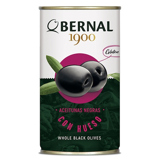 [B002-1/2] Aceitunas negras con hueso, lata 370 ml