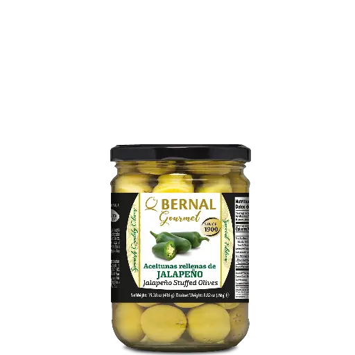 [AC037-3] Aceitunas Rellenas de Jalapeño, Bernal Gourmet, 445ml