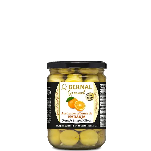 [AC029-3] Aceitunas Rellenas de Naranja, Bernal Gourmet, 445ml